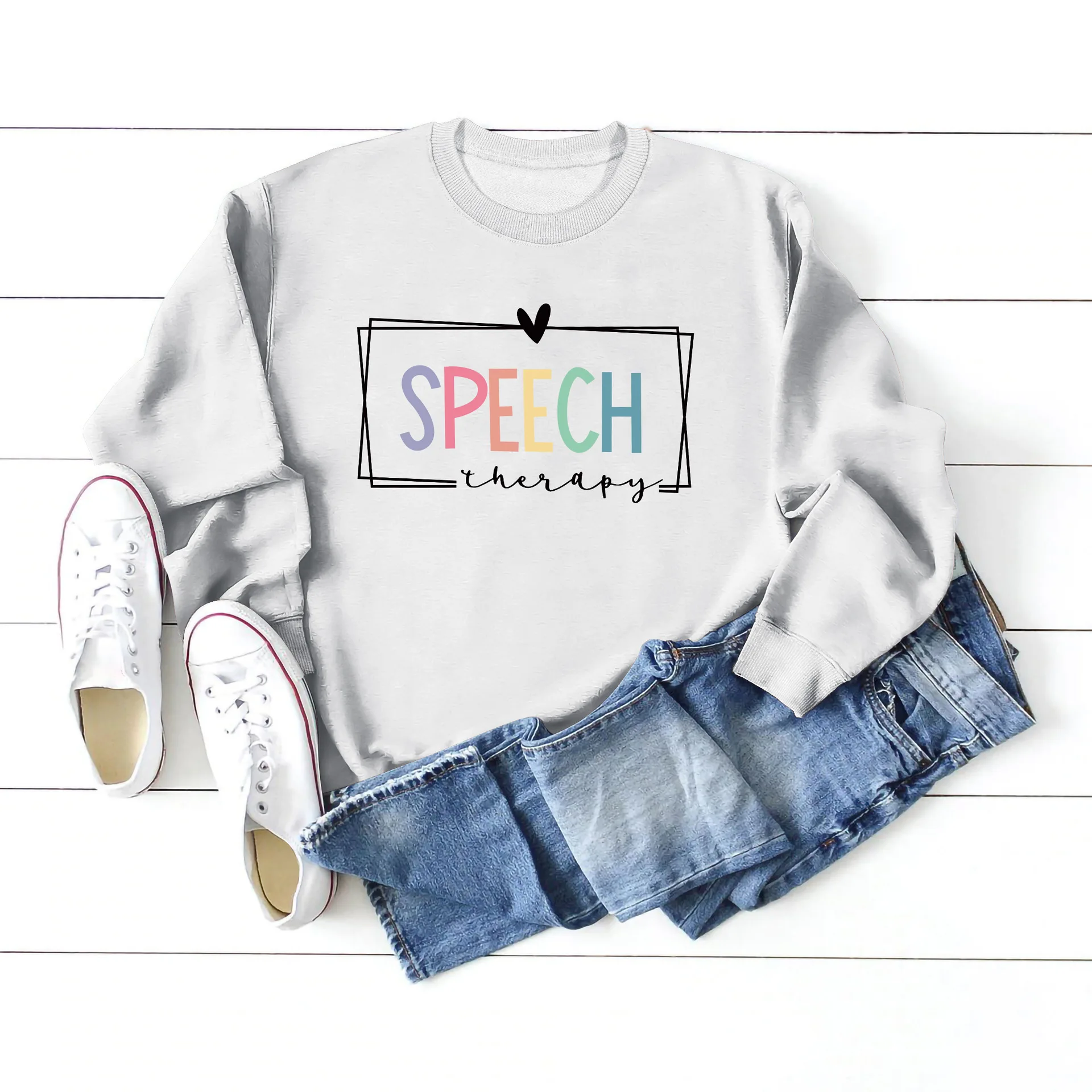 Women's Speech Therapy Letter Print Autumn and Winter Round Neck Long-sleeved Sweatshirt