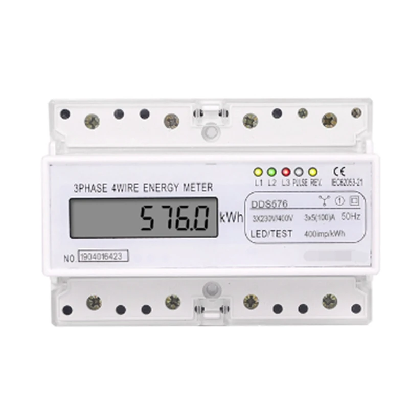 

Three Phase 4 Wires Digital Power Electric Electricity Meter DIN Rail Mount AC 380V 400V A