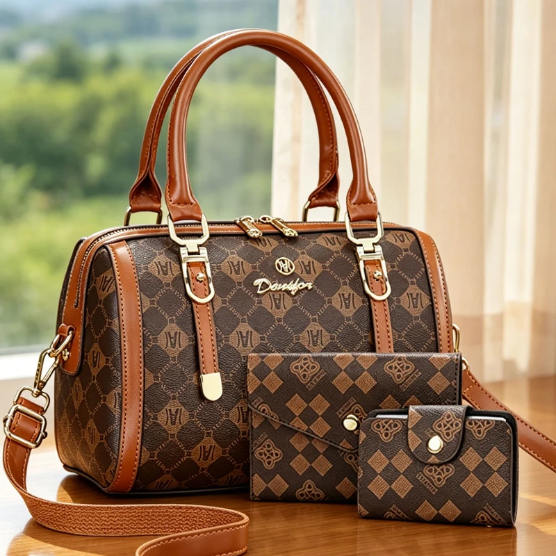 Boston handbag, women's bag, luxury light bag, printed bag, shoulder bag, crossbody bag, tote bag, Crossbody bag set