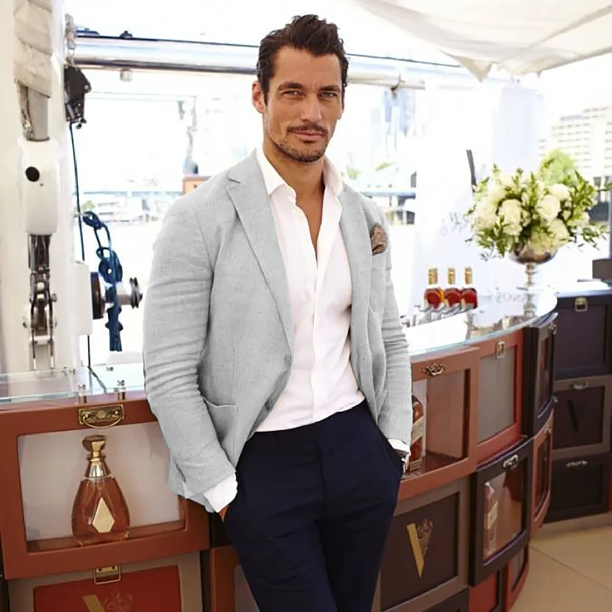 Linen Casual Suits for Men Slim Fit Notched Lapal Solid Tuxedo Men Suit Blazer Masculino Trajes Para Hombre Custom Made Man Suit