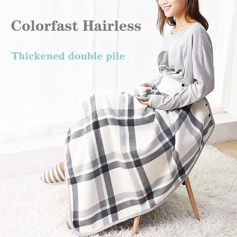 Winter Plaid Blanket Multifunctional Moisture Absorption Heat Cape Cover Blanket Coral Velvet Office Nap Blankets