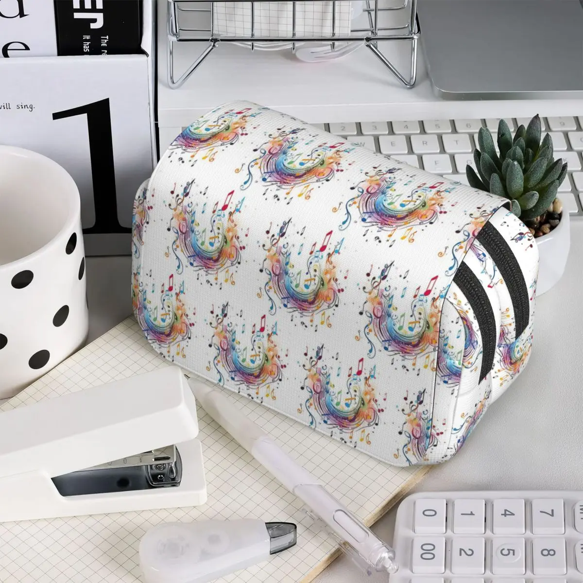 Abstract Piano Keys With Musical Notes Pencil Case for Boys Girls School Pen Box Pencil Bag Stationery Supplies Pen Holder Bag