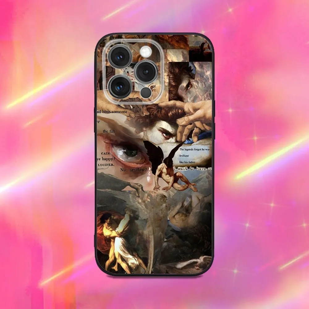 حافظة هاتف Fallen Angel من Alexandre Cabanel لهاتف iPhone 16,15,14,13,12,11,Pro,Max,Plus,X,XS,XR,SE,8,7,Mini,Soft Silicone Black