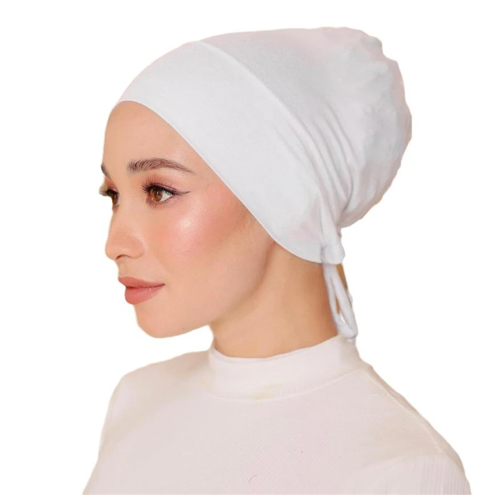 

Soft Cotton Modal Under Cap Inner Hijab Bands Stretchy Muslim Women Bandage Underscarf Bonnet Islam Turban Headcover Adjustable