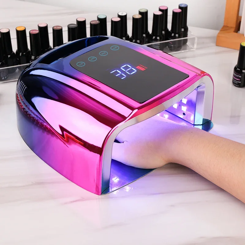 Lâmpada recarregável profissional do prego com alça, secador de gel polonês sem fio, luz LED para Nails Salon Tools, 2 cores