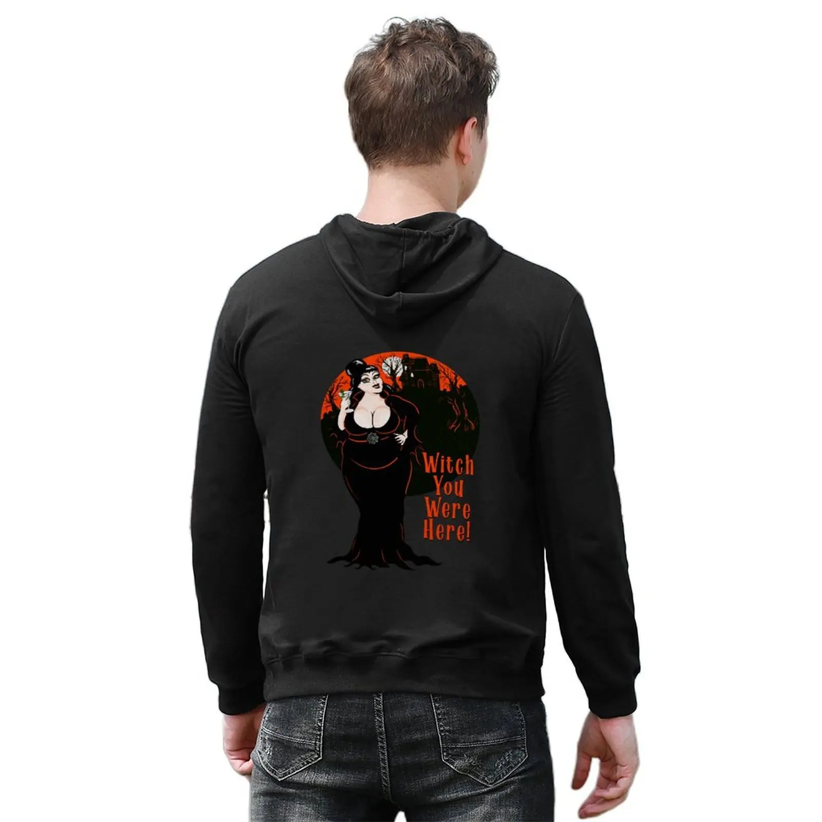 Curvy Retro Body Positive Pinup Witch Hoodie anime clothes male clothes autumn clothes winter big size hoodie