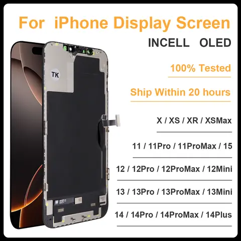 AAAAA+ OLED For iPhone X XR XS Max LCD Incell For iphone 11 12 13 Pro Max 13 Mini 14 Plus OLED Display Screen Digitizer Assembly