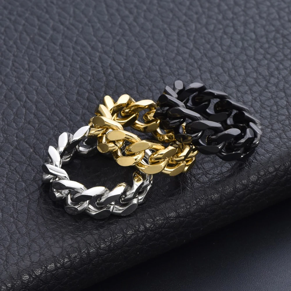 الرجال التيتانيوم الصلب الكوبية سلسلة حلقة الشرير نمط الحد الأدنى مجوهرات الحضرية الشارع الشهير القوطية اكسسوارات للرجال هدية عيد ميلاد