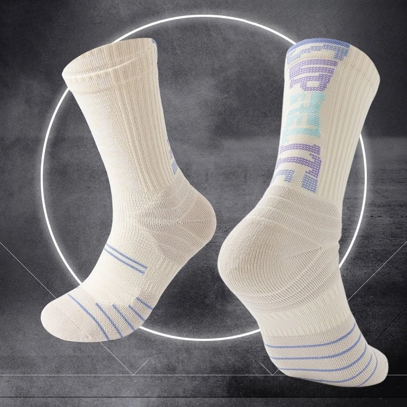 

Gradient Letter Basketball Socks High Top Elite Sports Socks with Towel Lining