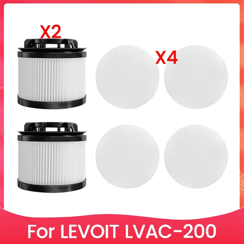 6PCS Vacuum Cleaner Filter Screen And Filter Cotton Kit For LEVOIT LVAC 200 Vacuum Cleaner Accessories Replacement Parts