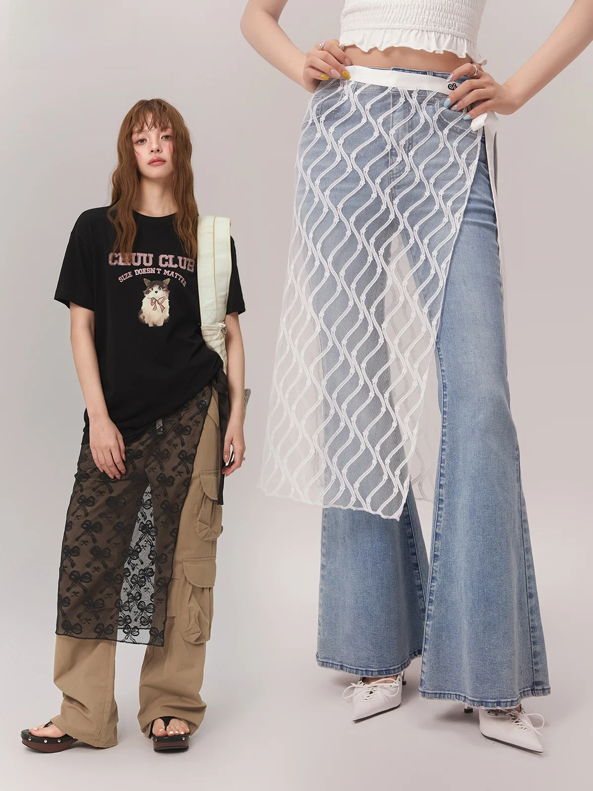 ハイウエストレーストリムミースカートエプロンワンピースバットカーテン夏新作レディースファッションアクセサリーchuuブランド