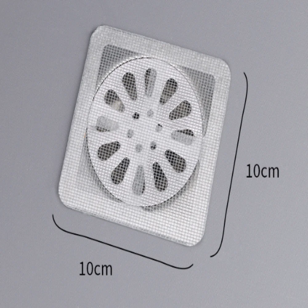 Disposable Drain Hair Catcher Stickers, Self‑Adhesive Square Shower Drain Mesh Sticker, Bathroom Sink Hair Filter Strainer Trap, 10cm×10cm, 20 Pcs