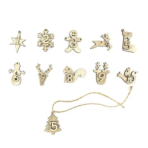 Wood Advent Calendar with Christmas Decoration labels, Christmas ornaments, 1-24, 24 days, Drop Shipping, Free Shipping, 24pcs 12 Main Sales Wood Calendar - №7