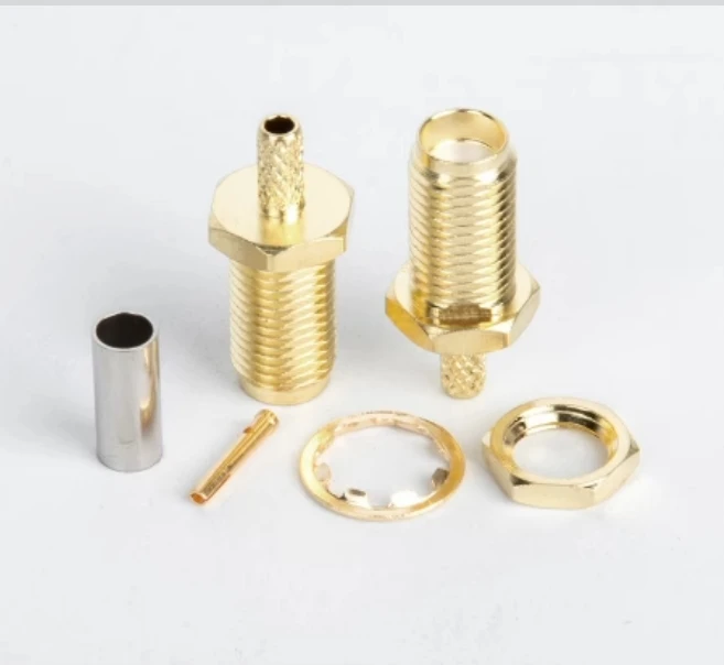 50 peças/100 peças sma fêmea ou RP-SMA fêmea porca anteparo crimpagem RP-SMA-KY-1.5 50-1.5 rg316 rg174 conector rf