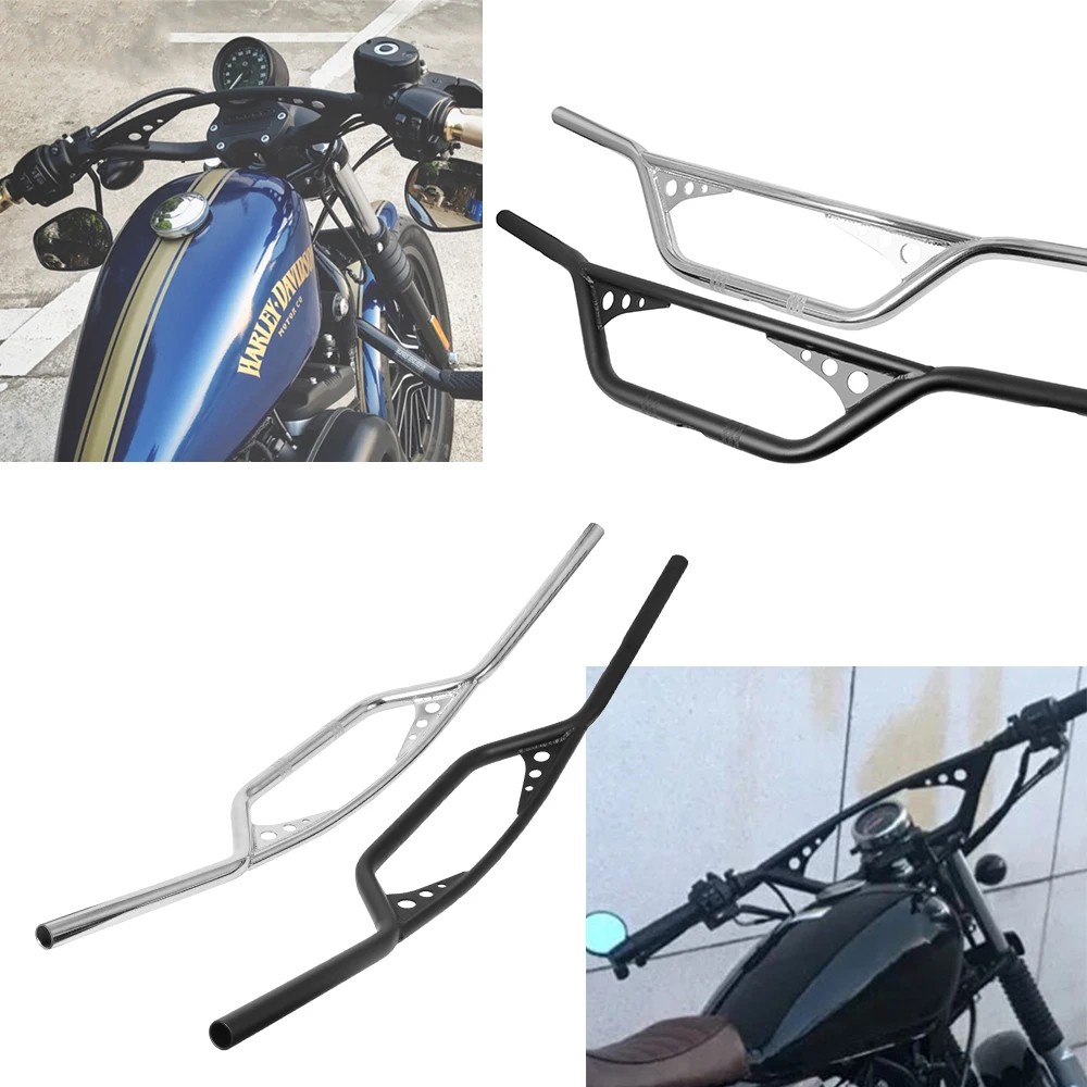 

Motorcycle 7/8'' 1'' Black/Chrome Tracker Handlebars Drag Handle Bar Vintage For Harley Sportster XL883 XL1200 Dyna Softail