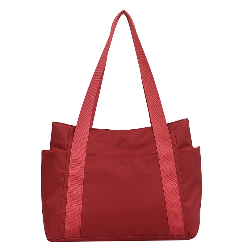 Bolsa de ombro feminina, bolsa de nylon monocromática, bolsa simples para mamãe sair, grande capacidade, bolsa de lazer, nova, 2023