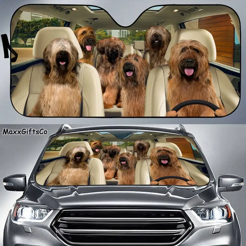 Briard Car Sun Shade, Briard Windshield, Briard Family Sunshade, Dogs Car Accessories, Dogs Lovers Gift, Car Decoration