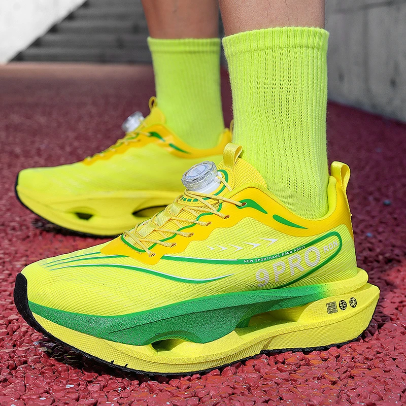 أحذية الجري ماراثون لوحة كربون وسادة هوائية للرجال رياضية قابلة للتنفس خفيفة الوزن للنساء أحذية رياضية مريحة مضادة للانزلاق