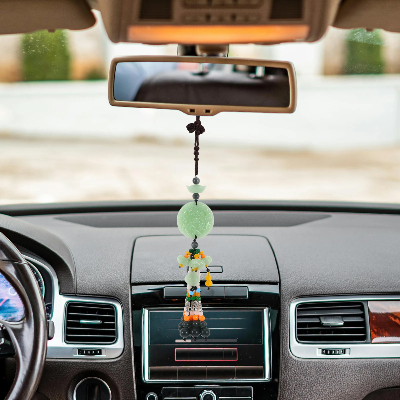 

NOLITOY Car Mirror Pendant Green Stylish Auto Accessory Elegant Rear View Mirror Decoration Easy Install Unique Design