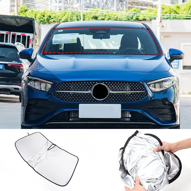 

Windshield Sun Shade For Mercedes-Benz A 200 W177 2023 Foldable Car Sun Visor For Mercedes-Benz GLS X167 2020-2025 UV Protection