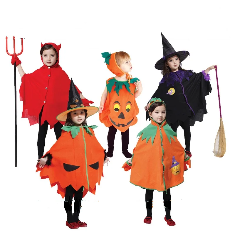 

Halloween Children's Witch Costume Pumpkin Cloak Girls' Dance Party Baby Coat Kindergarten Performance Clothing Polyester
