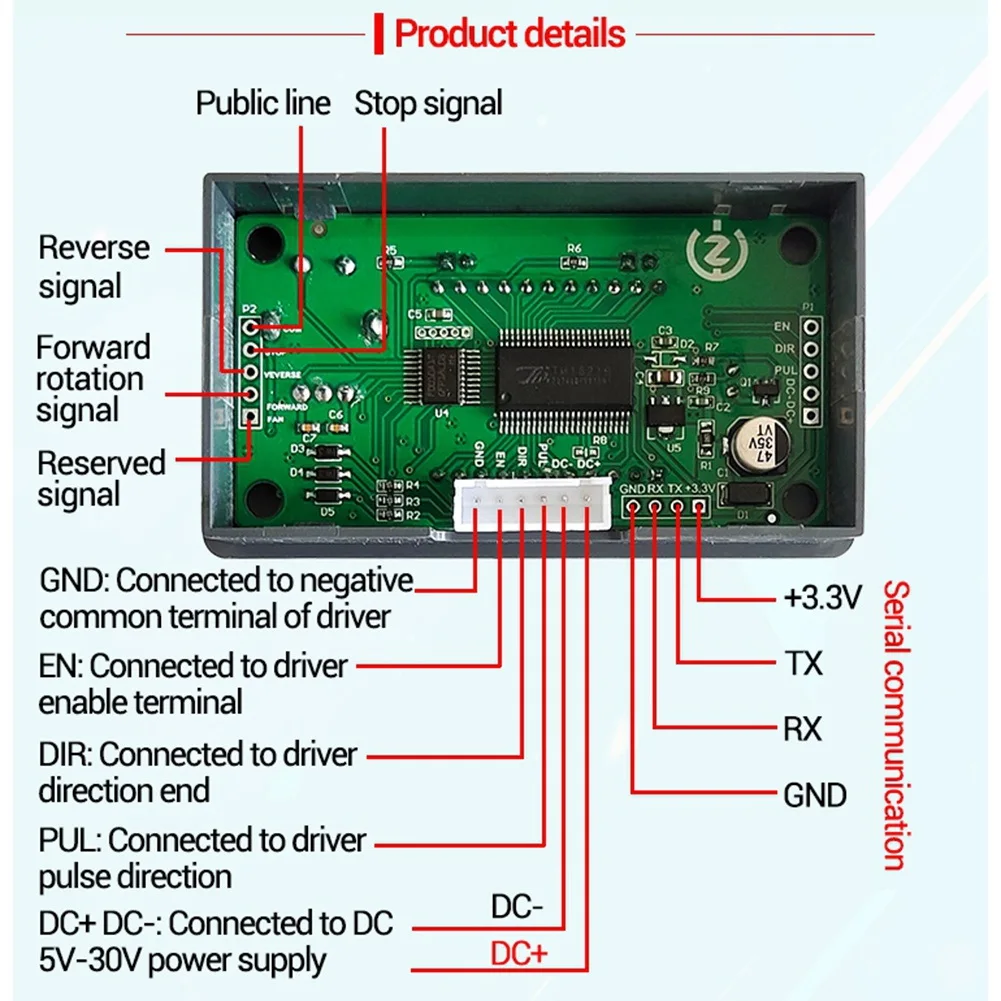 42 57 stappenmotorcontroller Positieve omgekeerde hoek Pulssnelheidsregelkaart Programmeerbare PLC seriële communicatie