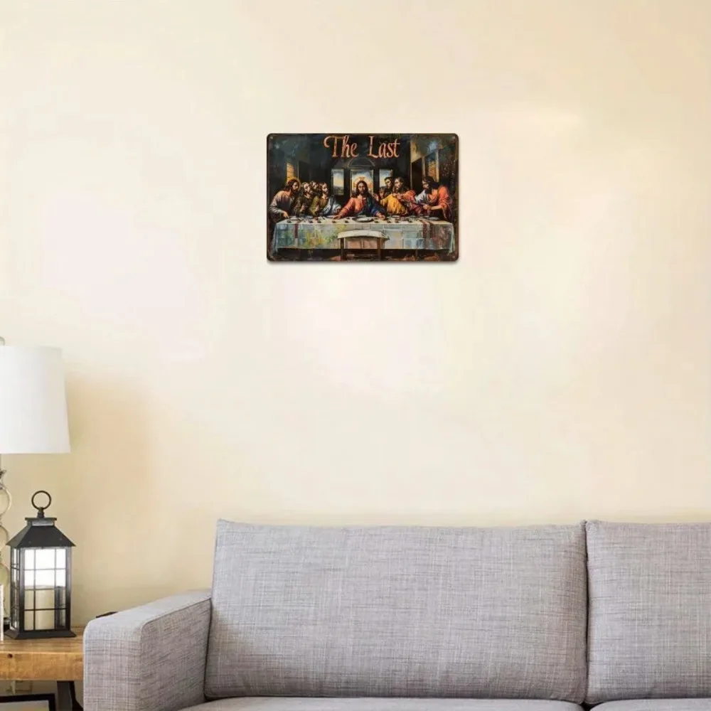 CIFBUY Vintage The Last Supper Aluminum Wall Art, Waterproof Metal Sign for Home Coffee Shop Decor
