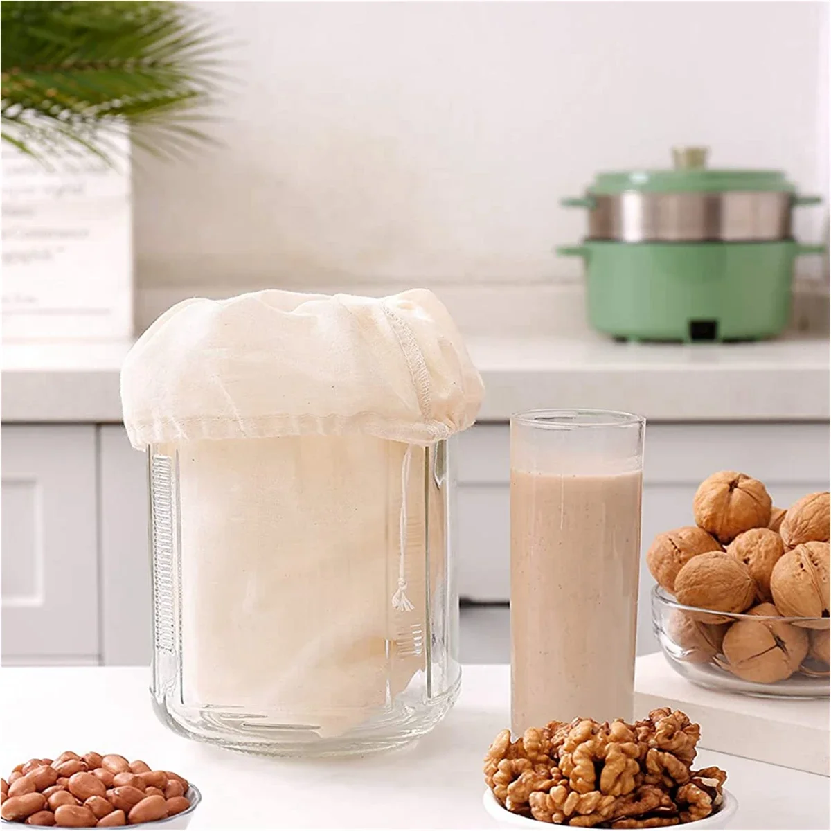 

3Pcs Nut Milk Cheese Cloth Cheesecloth Bags for Straining Reusable Cotton Filter Bags Cold Brew Bags Milk Tea Strainers