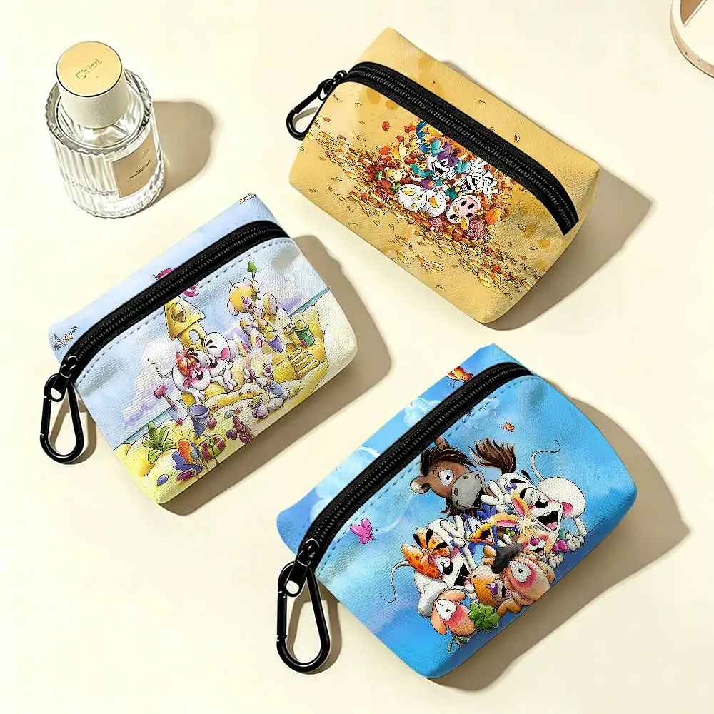 Character Diddl Cute Compact Oxford Cloth Zipper Pouch Detachable Carabiner Mini Coin & Key Wallet