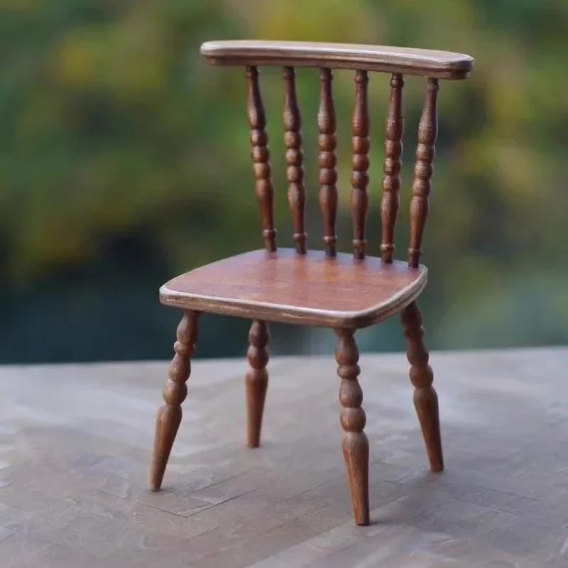 1:6 Bjd Blyth Soldier Lol Doll House Model Furniture Accessories Solid Wood Retro Backrest Chair Scene Prop Can Customize Colors