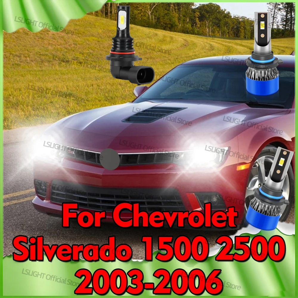 

2/6 шт. светодиодные фары ближнего/дальнего света 20000 лм, лампы противотуманных фар 3570 CSP 6000K для Chevrolet Silverado 1500 2500 2003 2004 2005 2006