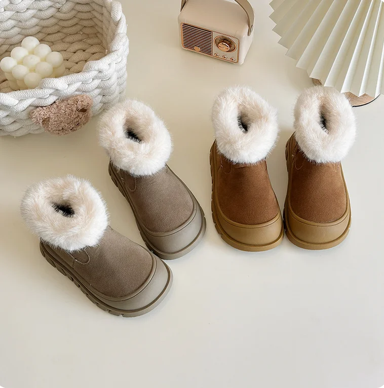 Autumn Winter Children Casual Shoes Baby Girls Snow Boots Outdoor Boys Sneakers Soft-soled Non-slip Kids Warm Plush Ankle Boots