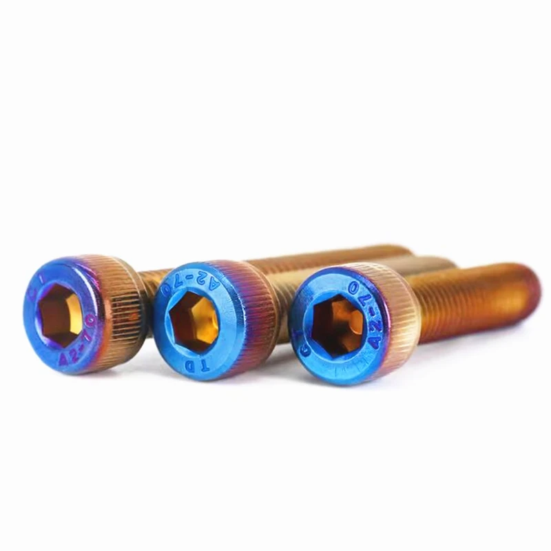 M4 M5 M6 M8 M10 DIN912 Stainless Steel Titanium Blue Plated Hex Socket Cup Head Screws for Bike Motorcycle Car DIY Screws