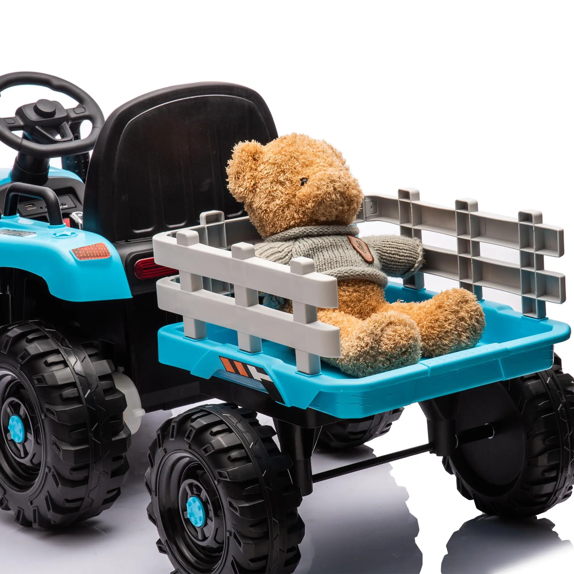 Ride on Tractor with Trailer,12V Battery Powered Electric Tractor Toy w/Remote Control,electric car for kids