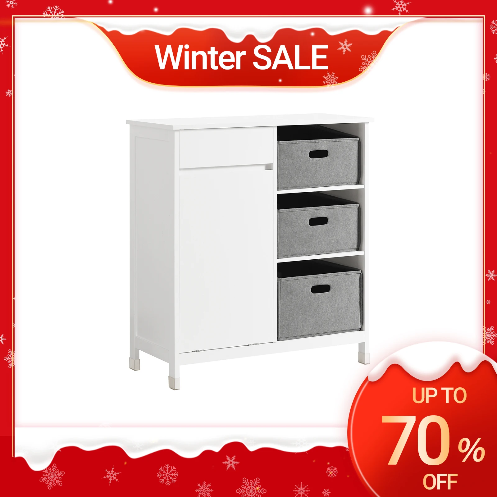 SoBuy BZR77-W armoire à linge avec sacs à linge pliables sac à linge coffre à linge panier à linge armoire de salle de bain