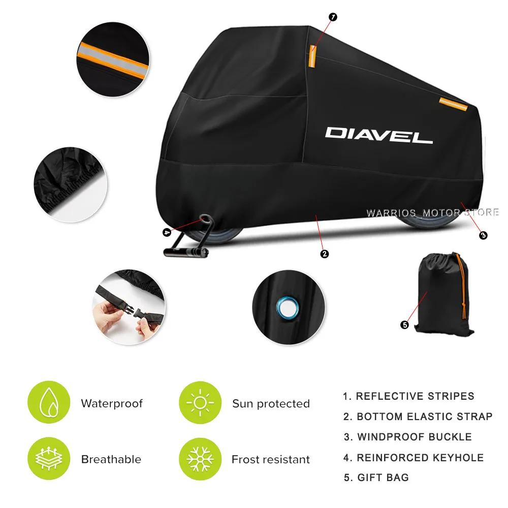 Motorcycle Cover Waterproof Outdoor Scooter UV Protector Dust Rain Cover For DUCATI DIAVEL 2011-2015 XDiavel S Diavel 1260 1200