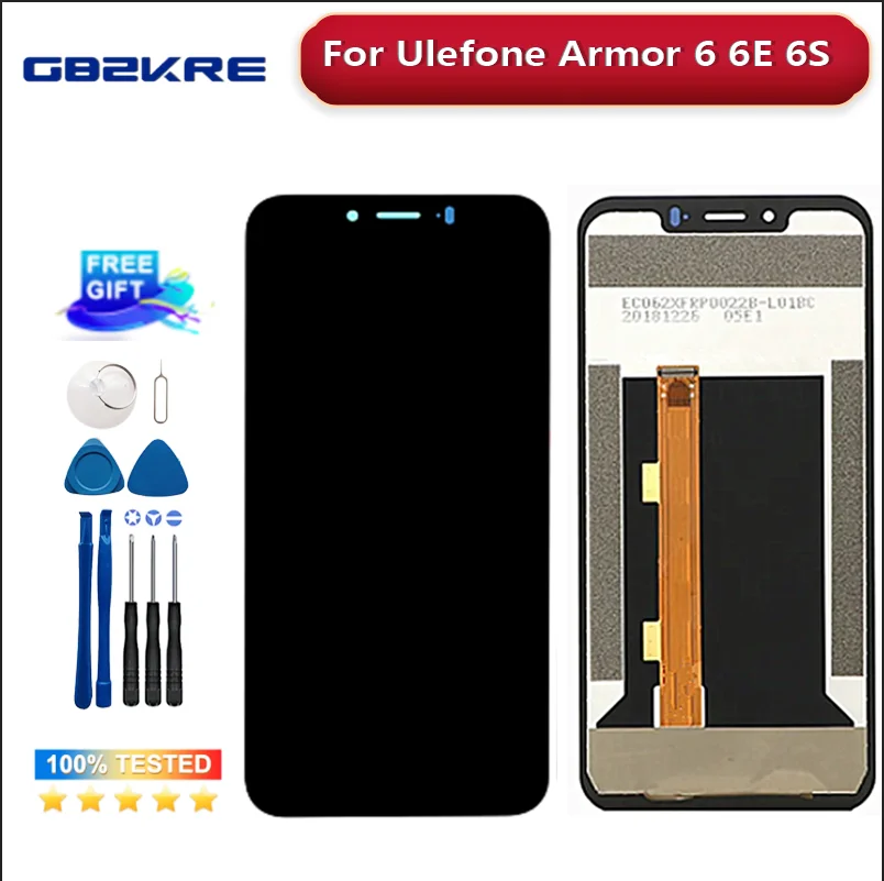 100% asli diuji 6.2 "2246*1080 untuk Ulefone Armor 6 6E 6 S layar LCD + layar sentuh Digitizer pengganti Armor6 layar