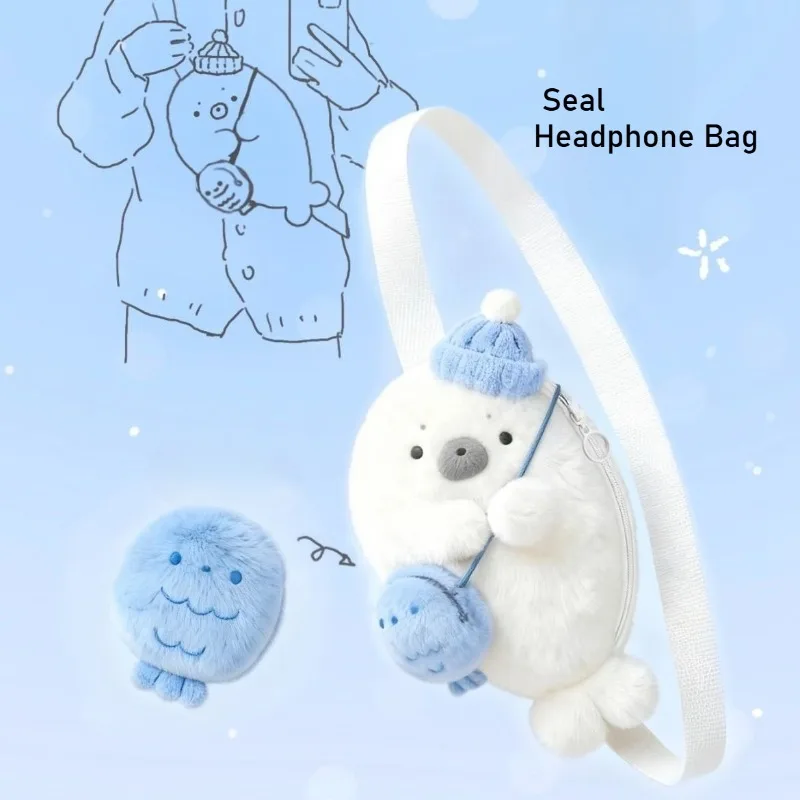 حقيبة ظهر من القطيفة الختم حقيبة سماعة رأس لطيفة كاواي موضة بلوشي حقيبة مدرسية للأطفال حقيبة كتف من الفرو حقائب ظهر نسائية هدية #5