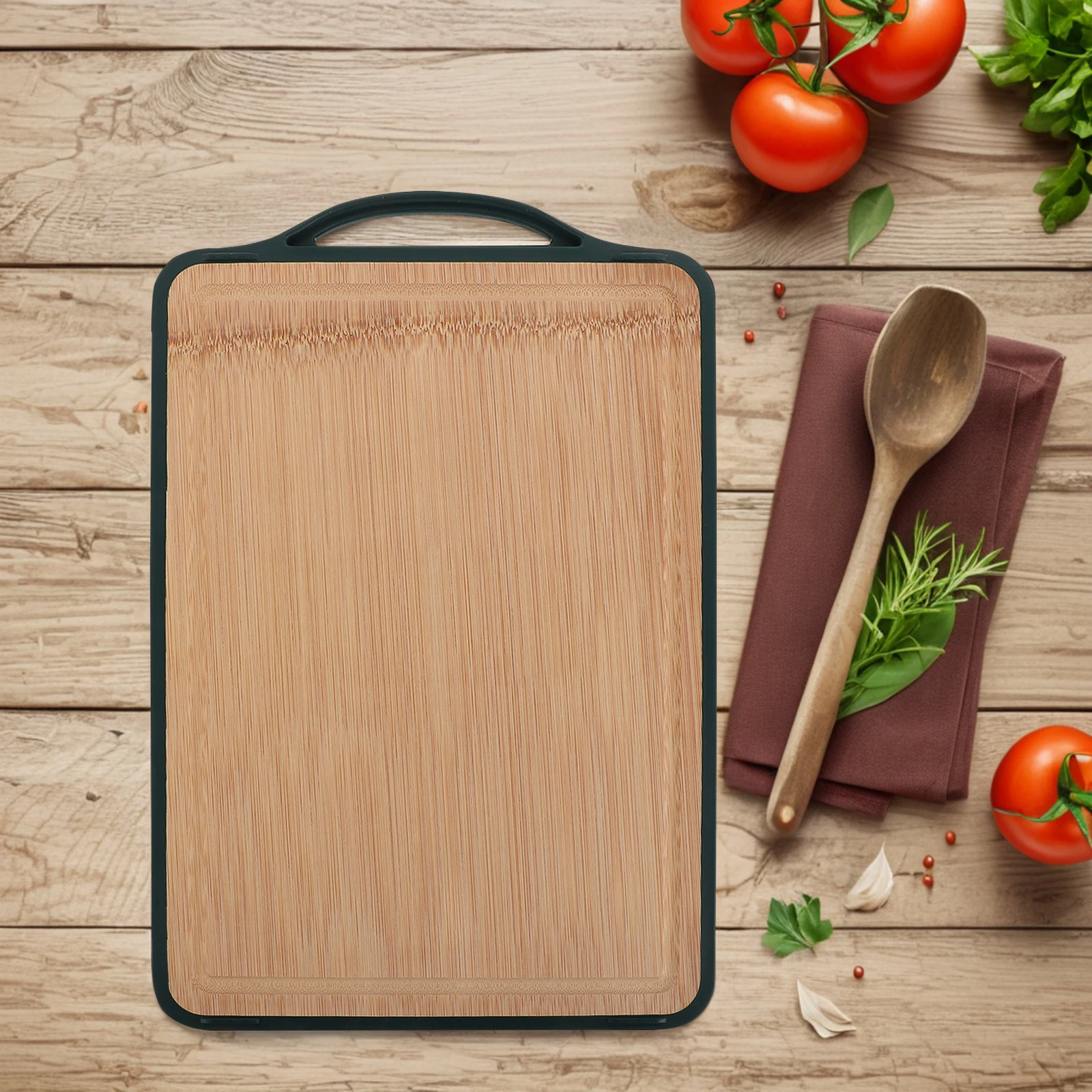 

Double Sided Bamboo Cutting Large Multifunctional Kitchen Rolling Pastry Meat Chopping Board With Handle Reversible Home