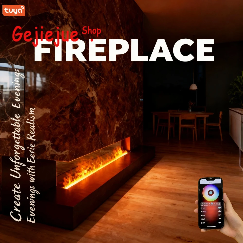 Multi-Color LED Water Vapor Fireplace, Dimmable, Create Your Ambiance, Remote Control Water Vapor Fireplace, Energy Efficient