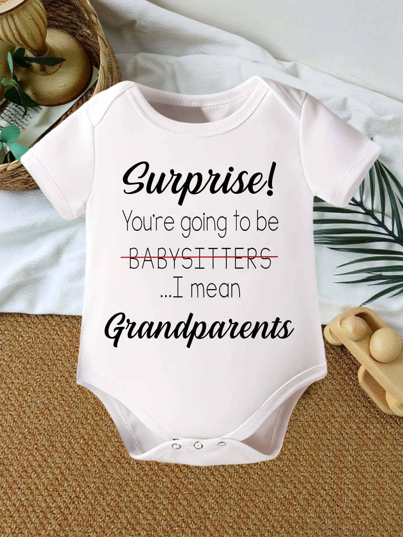 

Baby "You're Going To Be BABYSITTERS" Letter Print Creative Versatile Round Neck Triangle Bodysuit, Perfect For Outdoor
