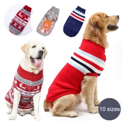 Maglioni a righe per cani Maglione invernale per animali domestici lavorato a maglia per cani di taglia media e grande Alce di Natale Vestiti per cani di grossa taglia Labrador Pullover Costume