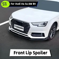 자동차 앞 범퍼 립 친 스포일러 캡, 아우디 A4 S4 S 라인 B9 2017-2019 프론트 범퍼 립 카나드 보호대 커버, 바디 키트 튜닝