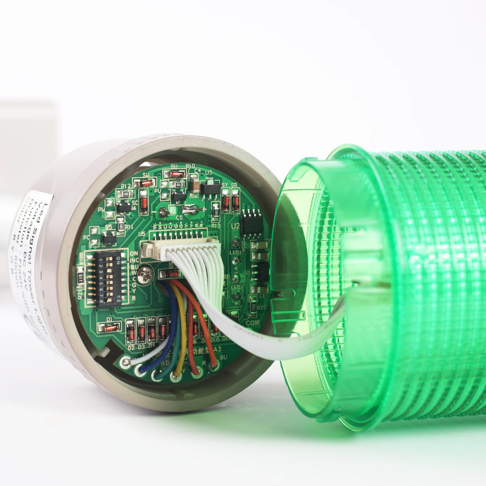 ANDONT 2 Stack Super Bright LED Andon Tower Lights with Buzzer, Red/Green, Off-ON,16 ft Extension Cord, Plug Play Ready