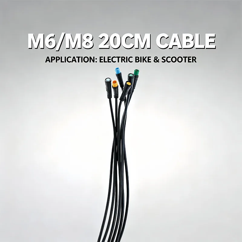 

M6/M8 2/3/4/5/6Pin Male Female Plug Connector Waterproof Cable With 20CM Power Supply Julet Electric Bicycle Scooter