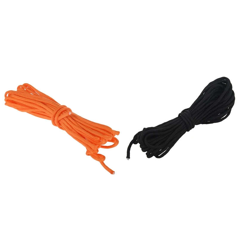 2 Pcs Paracord 550 Parachute Rope 7 Core Strand For Climbing Camping Buckle Rope 25FT, Orange & Black