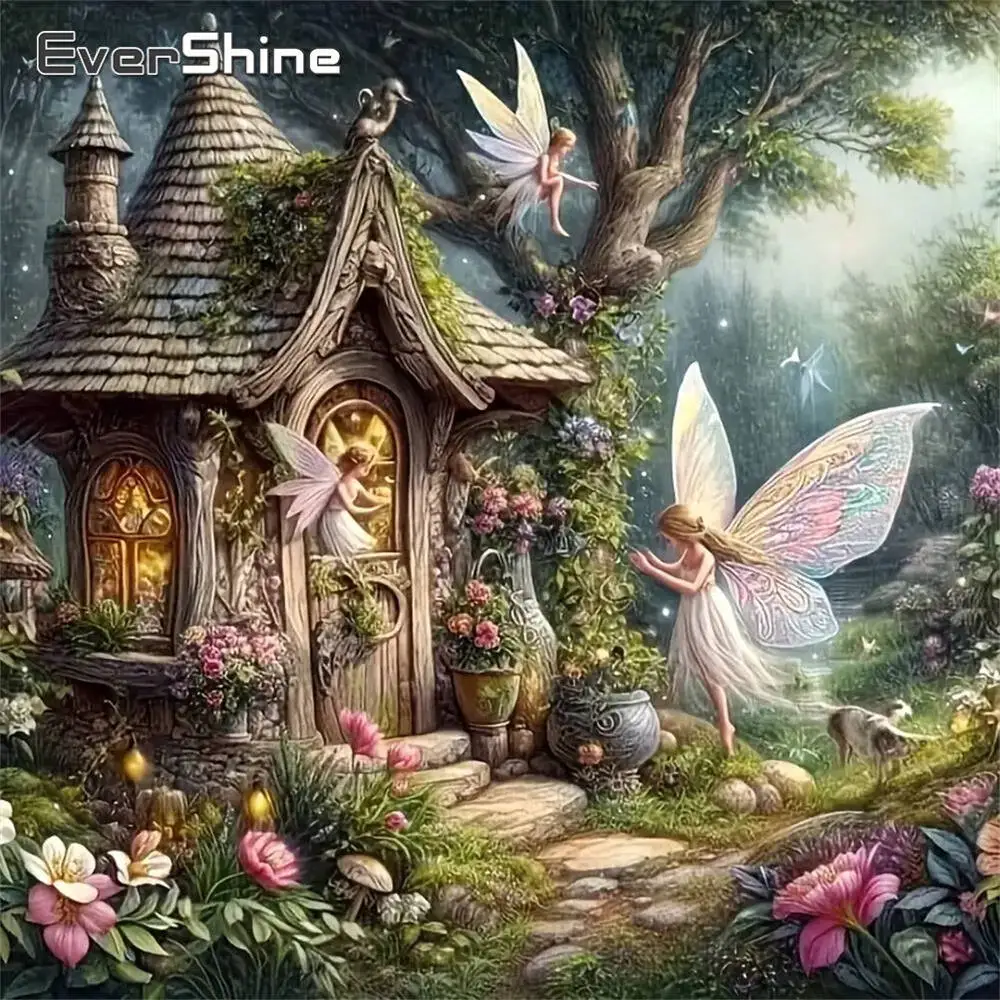 Evershine Full Square Round Diamond Embroidery House Landscape Mosaic Elf DIY Suitable For Beginners Diamond Painting Wall Decor