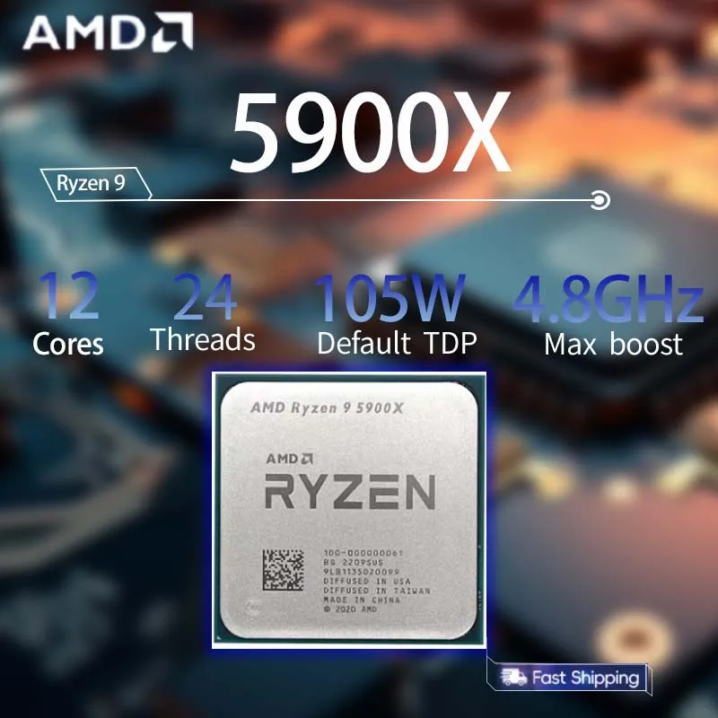 

AMD Ryzen 9 5900X R9 5900X 3.7GHz--4.8GHz 12-Core 24-Thread CPU Processor 7NM L2=6MB L3=64M Socket AM4