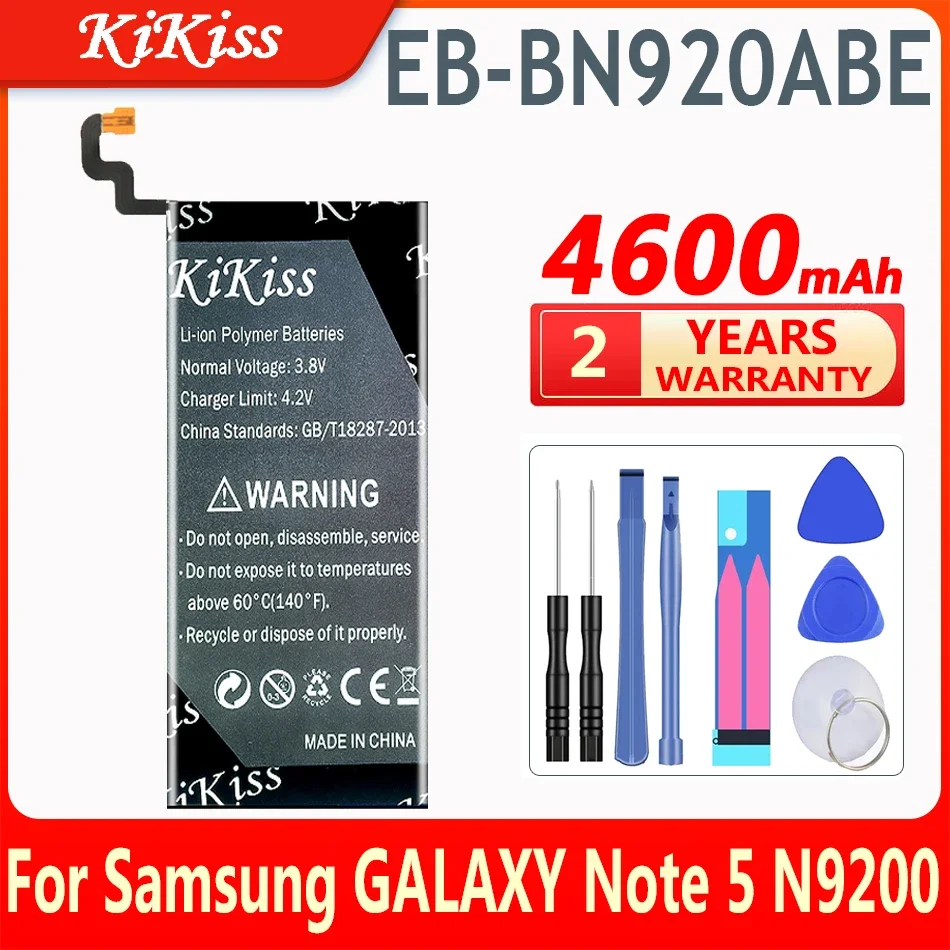 KiKiss EB-BN920ABA Battery For Samsung GALAXY Note 5 N9200 N920t N920c Note5 SM-N9208 Mobile Phone Replace Free Tools