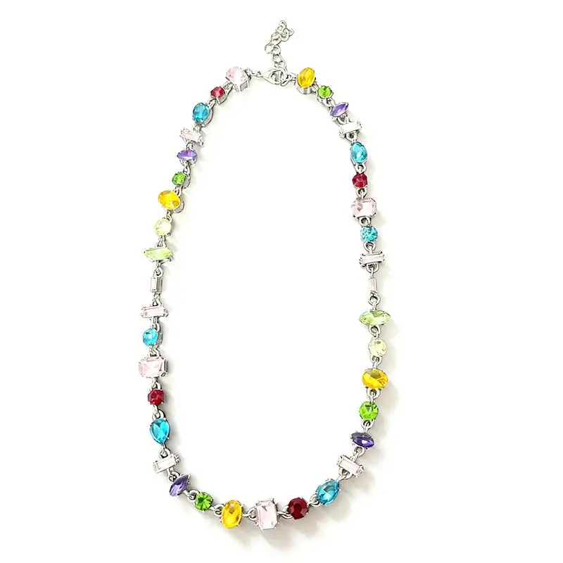 Forest Starry Sky Candy Color Necklace Luxury Diamond Effect Handmade Beading Adjustable Chain Design for Women Fashion Gift